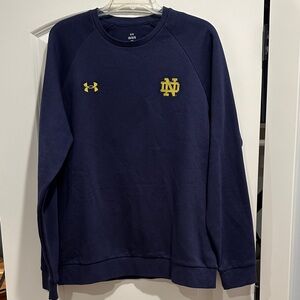 UA Notre Dame Navy Blue Men's Crewneck Sweatshirt with embroidered logos